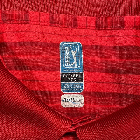PGA Tour Golf Men’s Airflux Red Striped Short Sleeve Polo Shirt - Size XXL - Picture 5 of 7